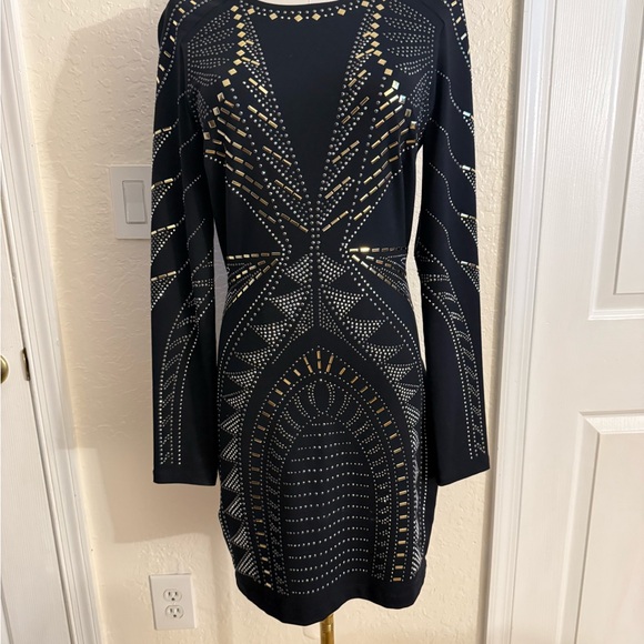 bebe Black and Gold Long Sleeve Dress - Picture 1 of 4